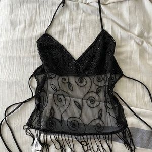 Passport halter neck beaded top